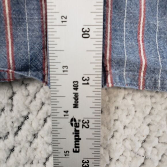 LL Bean Button Down Shirt Mens XL Blue Red Stripe Cotton Classic Light 52x31 - Picture 7 of 11